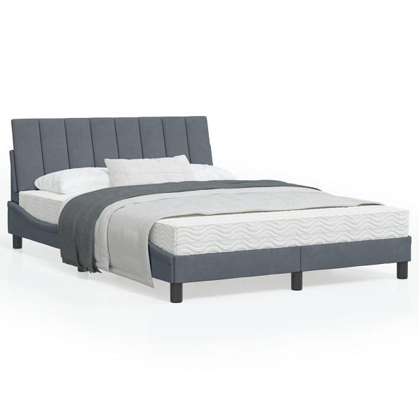 vidaXL Bett mit Matratze Dunkelgrau 120x200 cm Samt, 3208587