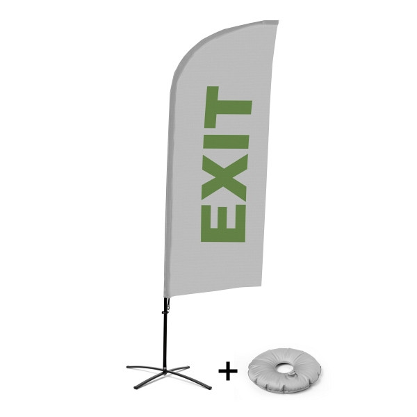 Showdown Displays Beachflag Alu Wind Komplett-Set Exit Grau Englisch Kreuzständer, BFAW310-CB30-WB-I103