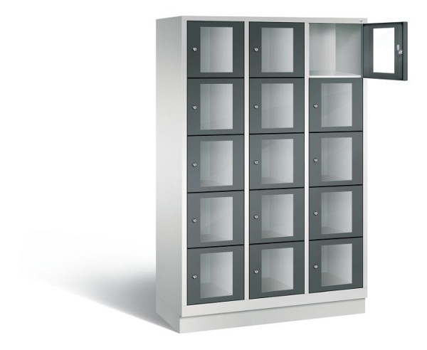 C+P Schließfachschrank Classic, H1800xB1200xT500mm, Farbe: Lichtgrau / Anthrazitgrau, 8020A325 S10027