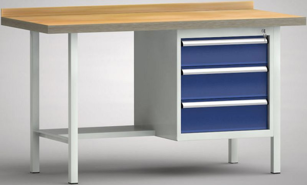 KLW Profi-Werkbank - 1500 x 700 x 905 mm L x T x H (ERGO-Version), rechts 150EA/175EA/175EA, WP122E-1500M45-E1631