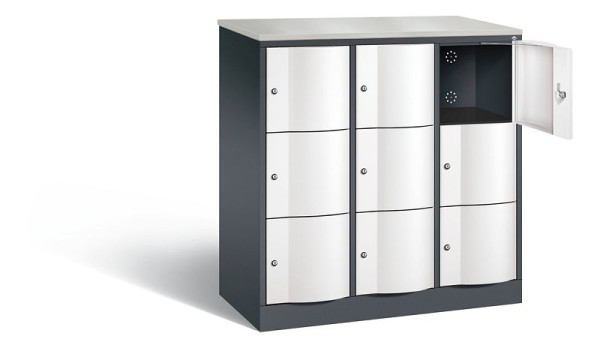 C+P Schließfachschrank Resisto, H1255xB1148xT540mm, Farbe: Schwarzgrau / Verkehrsweiß, 8573-372 S10699