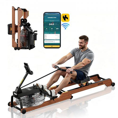 VEVOR klappbares Wasserrudergerät aus Holz, 6-stufiger Widerstand, 14 L Tank, LCD-Monitor, Bluetooth, 158 kg Kapazität, HCJSZTMZDKLYB6NO4001V9