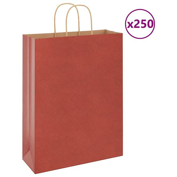 vidaXL Papiertragetaschen 250 Stk. mit Henkeln Rot 32x12x42 cm, 4101760