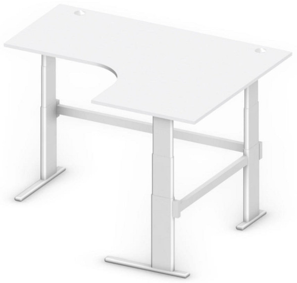 Deskin Sitz-/Stehtisch Jumboform Comfort MULTI M, Dekor lichtgrau, B 1800/800 x T 1400/800 x H 655-1305 mm, Freiform rechtsseitig, 275371