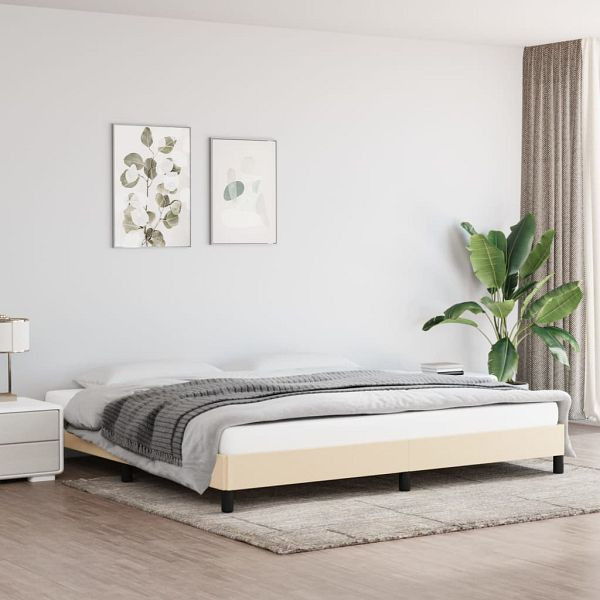 vidaXL Bettgestell Creme 200x200 cm Stoff, Polyester, 346749