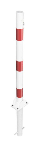Schake Absperrpfosten Stahlrohr Ø 60 x 2,5 mm umlegbar mit Profilzylinderschloss, zum Einbetonieren mit Bodenhülse, weiß beschichtet, 460UZHB