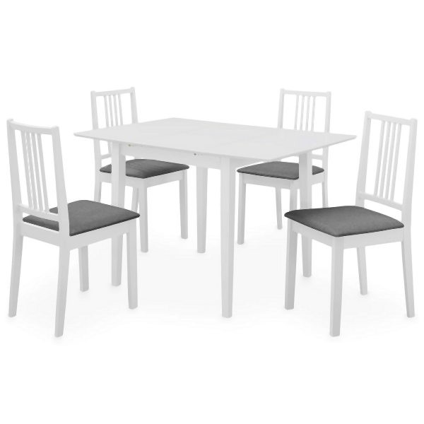 vidaXL 5-tlg. Essgruppe MDF Weiß, Weiß und Grau, 276396