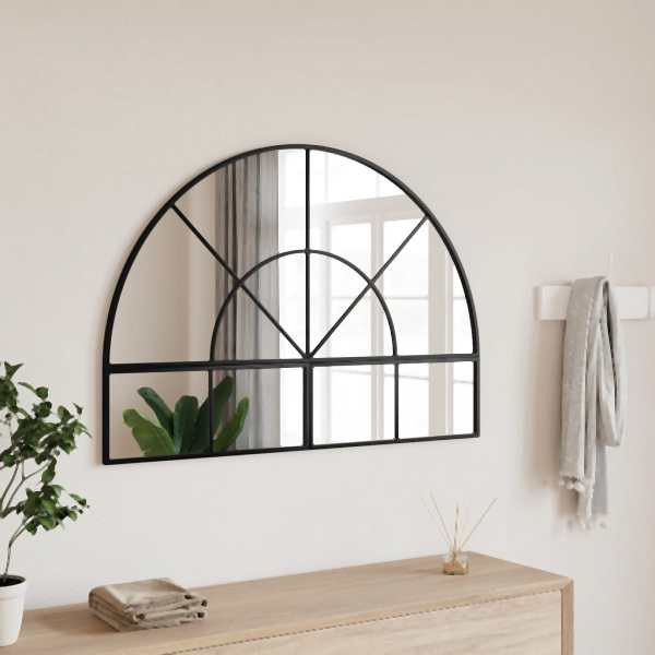 vidaXL Wandspiegel Schwarz 100x70 cm Gewölbt Eisen, 3200610