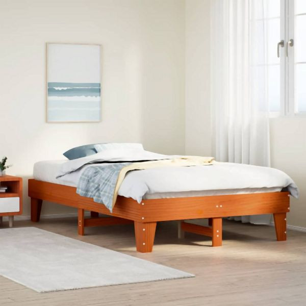 vidaXL Massivholzbett ohne Matratze Wachsbraun 120x200 cm Kiefernholz, 855360