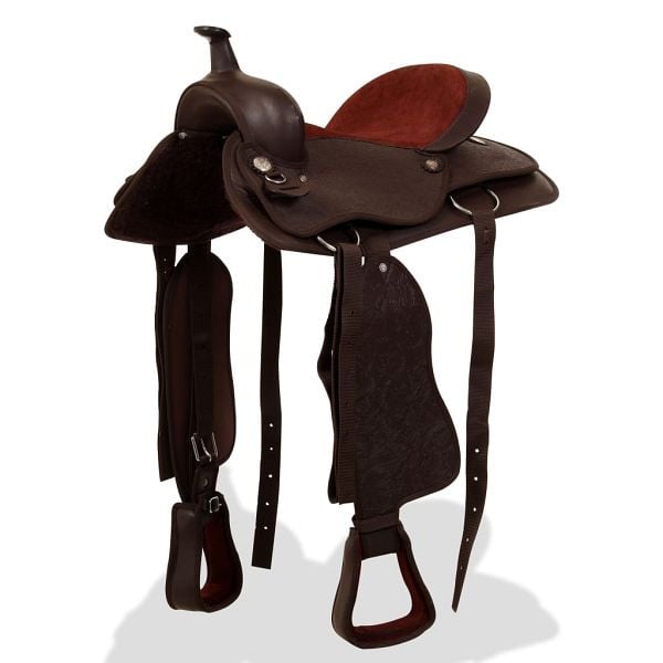 vidaXL Western-Sattel, Halfter & Brustblatt Echtleder 17" Braun, 91349