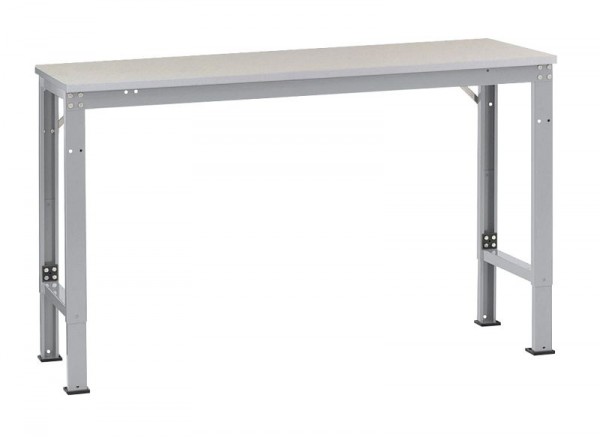 Manuflex Arbeits-Anbautisch UNIVERSAL Spezial mit Melaminplatte, BxTxH = 2000 x 1200 x 722-1022 mm, Alusilber, AU8131.9006