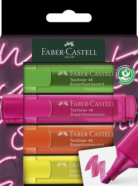 FABER CASTELL Textmarker Textliner 46 Neon, 4er Etui GenZ, 254600