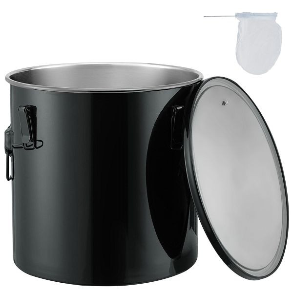 VEVOR Fritteusen-Fetteimer Öl-Entsorgungsbehälter 30 L, Edelstahl-Fritteusenöleimer, Rostfreie Beschichtung, mit Deckel, Schwarz, WHLYZTBXG8JLGK8V6V0