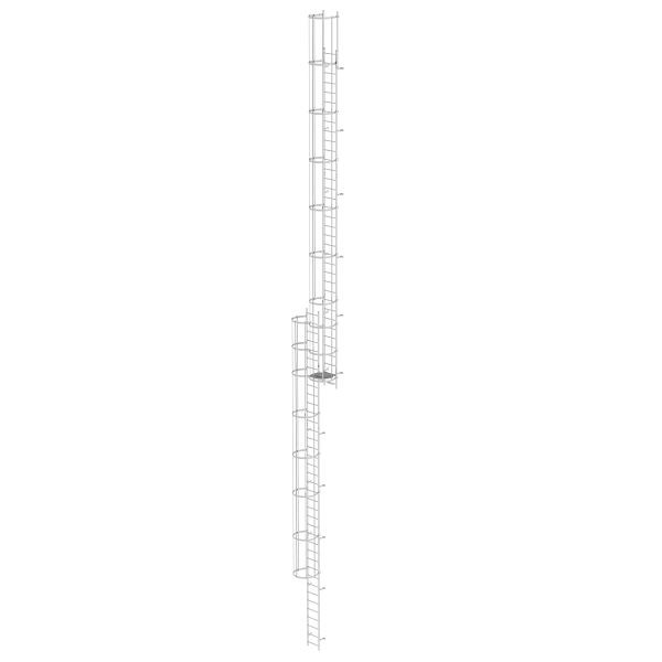 Munk Günzburger Steigtechnik Mehrzügige Steigleiter mit Rückenschutz (Bau) Edelstahl 19,96m, 530175