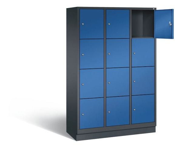 C+P Schließfachschrank Evolo, H1800xB1200xT500mm, Farbe: Schwarzgrau / Enzianblau, 48020-324 S10309
