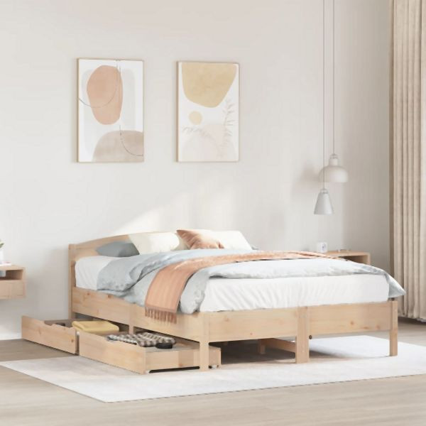 vidaXL Massivholzbett ohne Matratze 120x190 cm Kiefernholz, 3301839