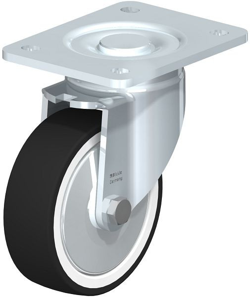 Blickle LH-POTH 125G-3-FA Stahlblech-Lenkrolle, Schwerlast-Ausführung, mit Anschraubplatte, Thermoplastisches Polyurethan, Grau, 750101