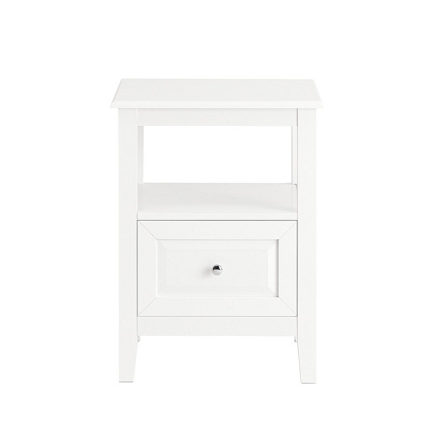 SoBuy Nachttisch mit einer Schublade Weiß 45x35x60 cm, Modern, FBT131-W
