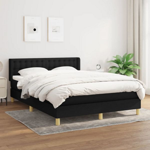 vidaXL Boxspringbett mit Matratze Schwarz 140x200 cm Stoff, 3130595