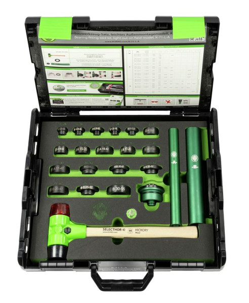 KUKKO Kugellager-Einbausatz, leichtes Baustellenmodell, für Kugellager mit Innendurchm. 10 - 30 mm, Außendurchm. 26 - 55 mm, K-71-L-A