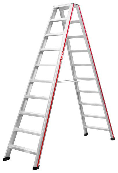 HYMER Stufenstehleiter, beidseitig begehbar, 2x10 Stufen, Länge 2,50 m, Standhöhe: 1,83 m, 602420
