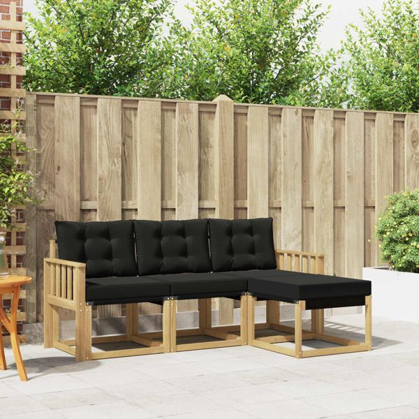 vidaXL Outdoor-Sofagarnitur mit Kissen 4-teilig Weiß und Schwarz, 3389354