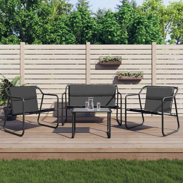 vidaXL 4-tlg. Garten-Lounge-Set mit Kissen Anthrazit Stahl, 3186934