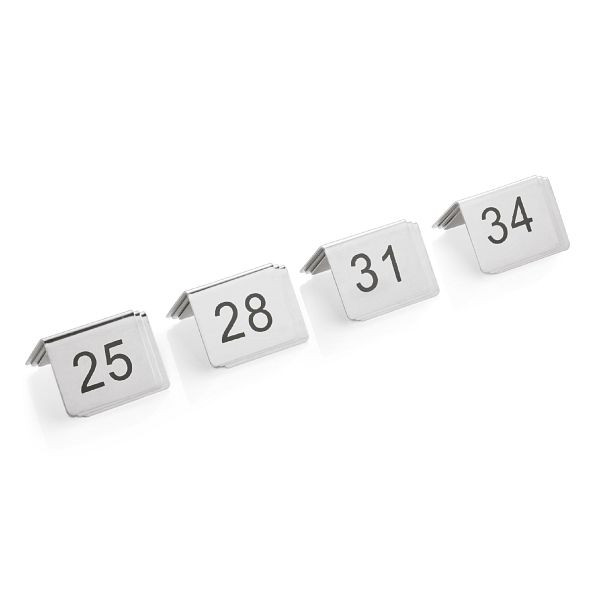 WAS Tischnummernschild Set, 12-teilig, 25-36, Chromnickelstahl, VE: 4 Stück, 1432036