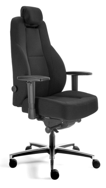 Deskin XXL Drehstuhl COMMANDER XXL PRO, Fußkreuz Aluminium poliert, Stoff DESKIN 100, schwarz, 330357