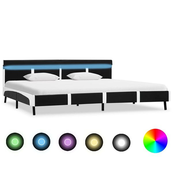 vidaXL Bettgestell mit LED Schwarz Kunstleder 180x200 cm, 280306, 8719883603629