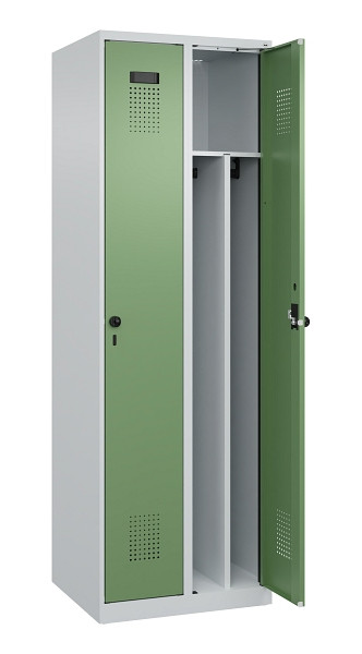 C+P Spind Evolo PLUS, 2 Abteile, 1850x600x500mm, 7035/6011, Verschluss Drehriegel, 049000-20F S10010