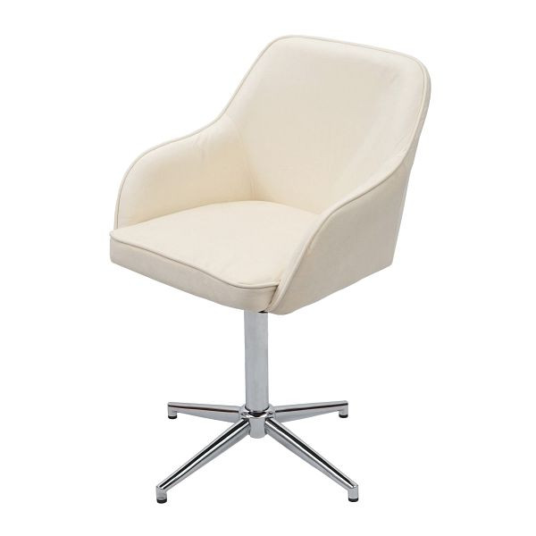 Mendler Esszimmerstuhl HWC-F82, Küchenstuhl Lehnstuhl, höhenverstellbar Drehmechanismus, Samt creme-weiß, Chromfuß, 73559
