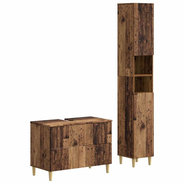 vidaXL 2-teiliges Badezimmer Schrank Set ARNHEM Altholz Holzwerkstoff, 3417529