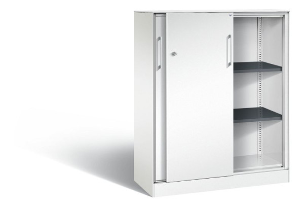 C+P Schiebetürenschrank Asisto, H1310xB1000xT435mm, Farbe: Verkehrsweiß, Bügelgriff, 3 OH, 142032-000 S10123