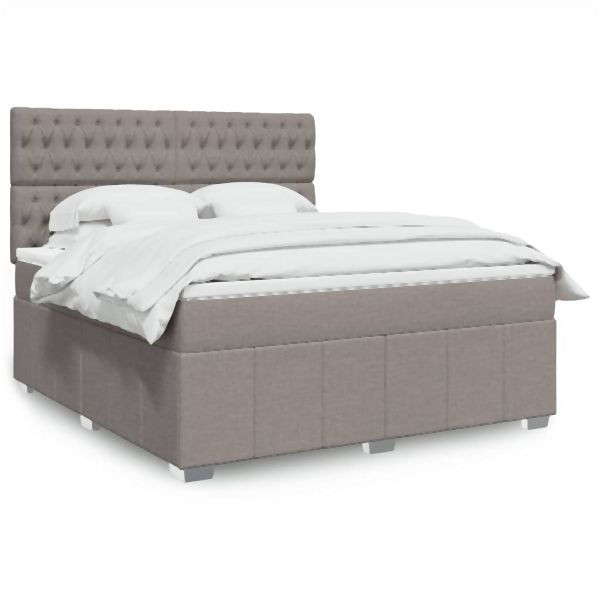 vidaXL Boxspringbett mit Matratze Taupe 180x200 cm Stoff, 3291758