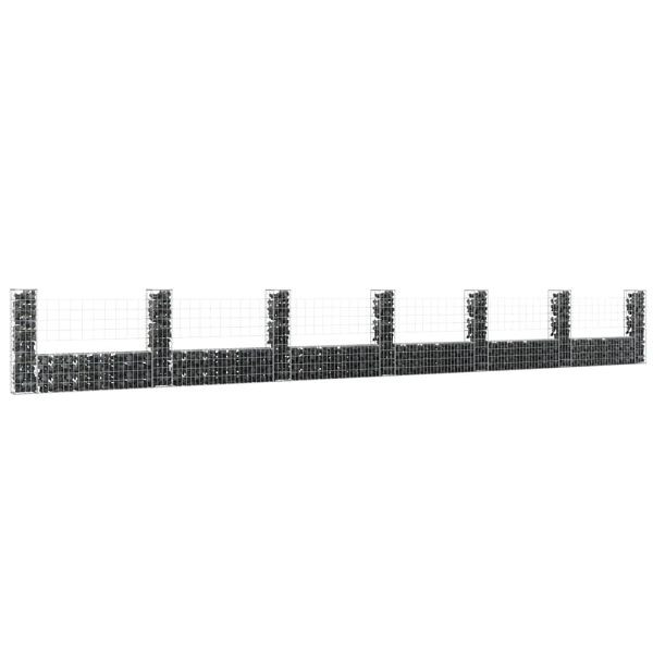 vidaXL Gabionenkorb U-Form mit 7 Säulen Eisen 740x20x100 cm, 151280