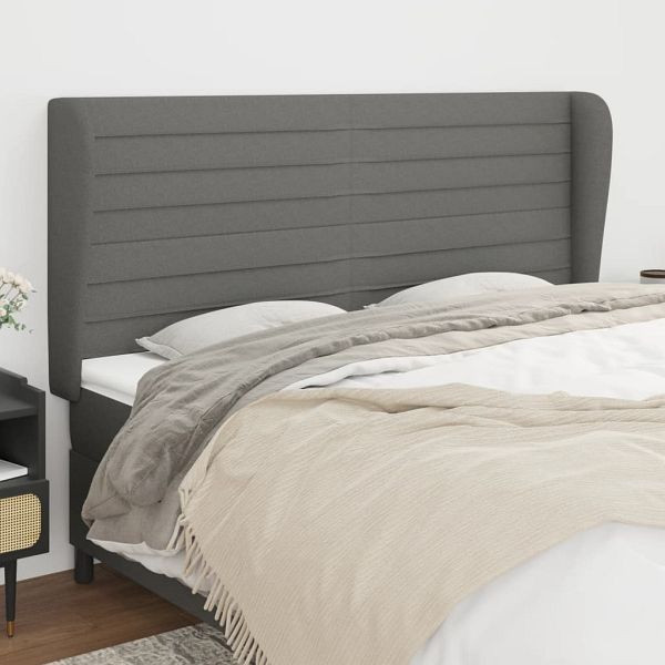 vidaXL Kopfteil mit Ohren Dunkelgrau 163x23x118/128 cm Stoff, 3118103