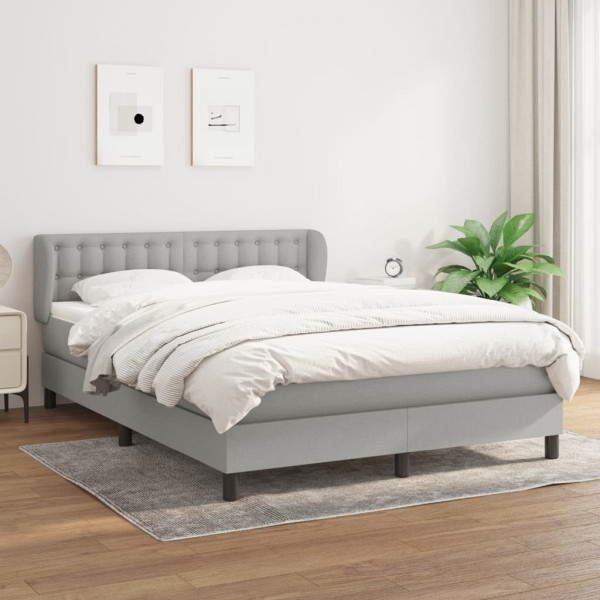 vidaXL Boxspringbett mit Matratze Hellgrau 140x190 cm Stoff, 3126557