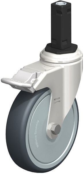 Blickle LKRXA-TPA 126KD-11-FI-FK-EXV13 Edelstahl-Apparate-Lenkrolle mit Expander & Feststeller, Thermoplastisches Gummi-Elastomer, Grau, 760168