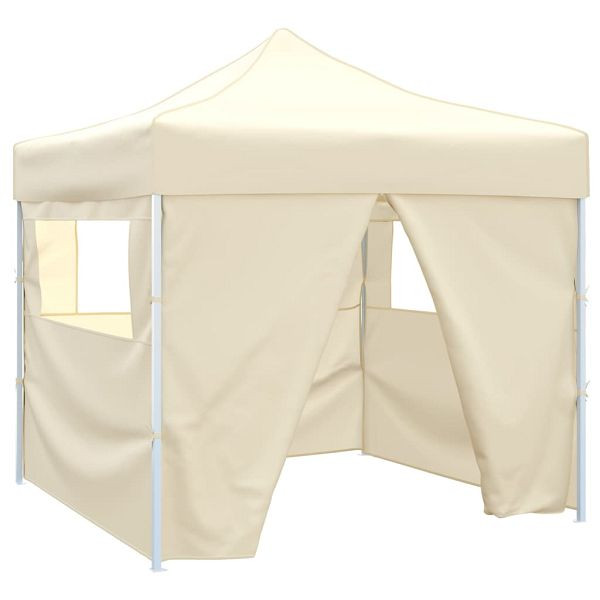 vidaXL Faltzelt mit 4 Wänden 3 x 3 m Cremeweiß, Material: Polyester: 100%, 41464