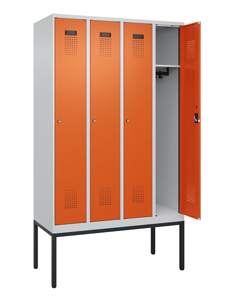 C+P Spind Evolo PLUS, Gestell, 4 Abteile, 2120x1200x500mm, 7035/2004, Verschluss Zylinderschloss, Ablageböden 4, 0490307-40 S10029