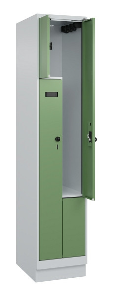 C+P Z-Spind Evolo PLUS, Sockel, 2 Fächer, 1950x400x500mm, 7035/6011, Drehriegel, 049023-122 S10006