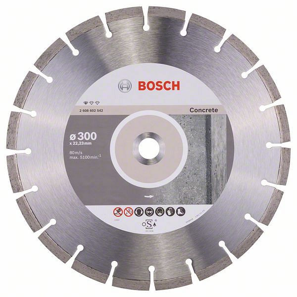 Bosch Diamanttrennscheibe Standard for Concrete, 300 x 22,23 x 3,1 x 10 mm, 2608602542