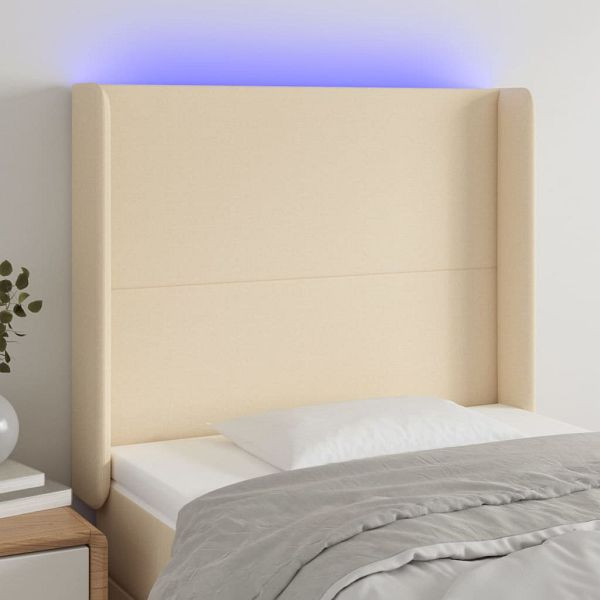 vidaXL LED Kopfteil Creme 83x16x118/128 cm Stoff, 3123747