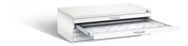 C+P Flachablageschrank Serie 7100_7200, H420xB1350xT960mm, Farbe: Verkehrsweiß, Bügelgriff, 7200-000 S10273