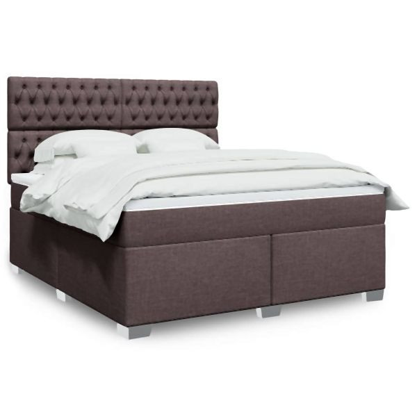 vidaXL Boxspringbett mit Matratze Dunkelbraun 180x200 cm Stoff, 3290577