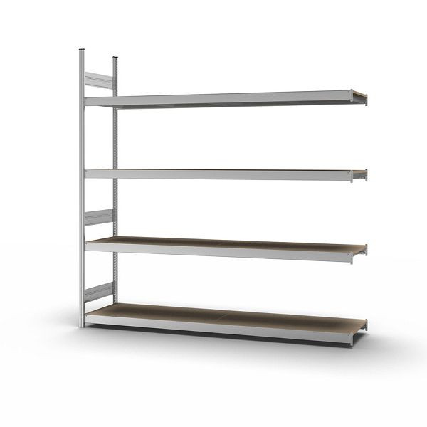 hofe Großfach-Anbauregal, 2500x500x2500 mm, 4 Fachebenen, Spanplatte verzinkt, 350 kg Fachlast, 1750 kg Feldlast, zweiseitige Bedienung, GZA25525S
