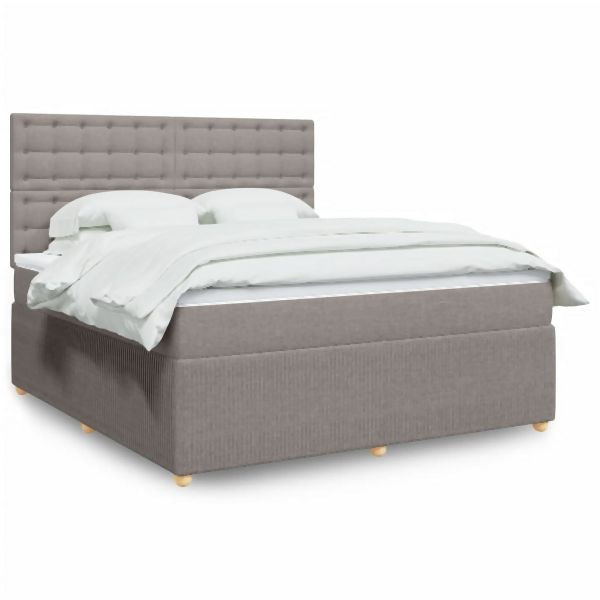 vidaXL Boxspringbett mit Matratze Taupe 180x200 cm Stoff, 3292153
