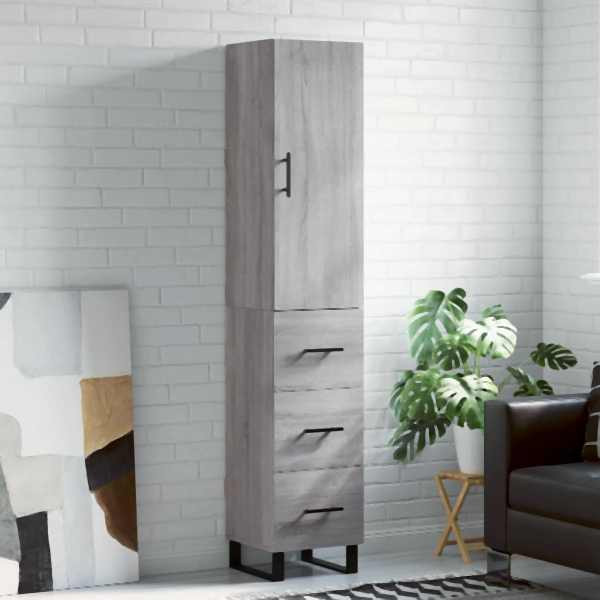 vidaXL Highboard Grau Sonoma 34,5x34x180 cm Holzwerkstoff, 3198879