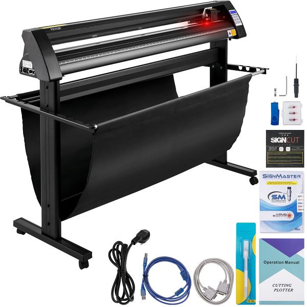 VEVOR Vinyl Schneideplotter 1350 mm, Folienschneider max. Schnittstärke 3 mm, Schneidkraft 500 g, Halbautomatisch Signcut-Software, KZFLEXI1350MM8Z30V2
